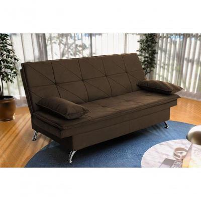 Sofá Cama Pérsia 3 Lugares Suede Velut Marrom - King House