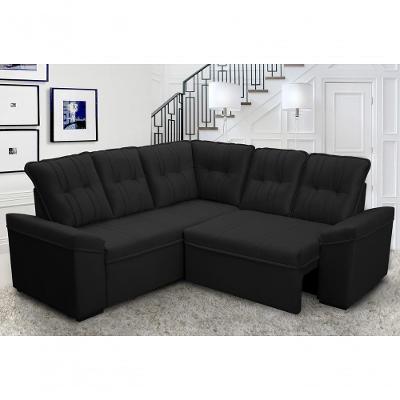 Sofá Canto London Preto Suede Velut - King House