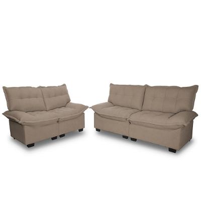 Conjunto Sofá Coliseu 3 E 2 Lug Bouclê Marrom - King House