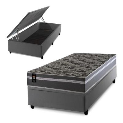 Conjunto Box Baú Miami 88x188 Cinza Espuma D33 King House