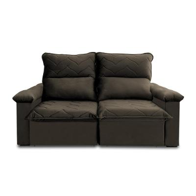Sofá Retrátil Reclinável Paris 2,00m Suede Velut Marrom Claro Molas No Assento - King House