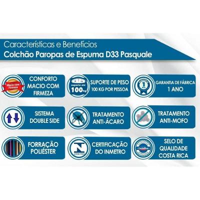 Cama Box Baú Casal: Colchão Espuma Paropas D33 Pasquale + Base CRC Suede Clean(138x188)