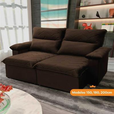 Sofá Retrátil Reclinável Paris 1,50m Suede Velut Marrom Molas No Assento - King House