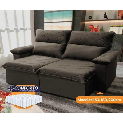 Sofá Retrátil Reclinável Paris 1,80m Suede Velut Marrom Claro Molas Ensacadas - King House