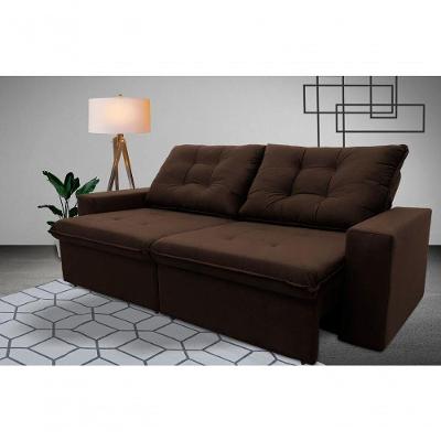 Sofá Retrátil Reclinável Malta 2,00m Suede Velut Marrom Molas No Assento - King House