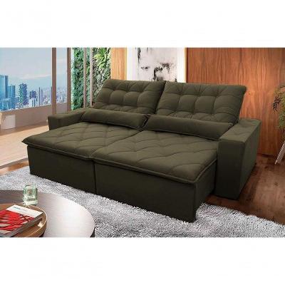 Sofá Retrátil Reclinável Islândia 2,50m Suede Velut Tabaco Molas No Assento - King House