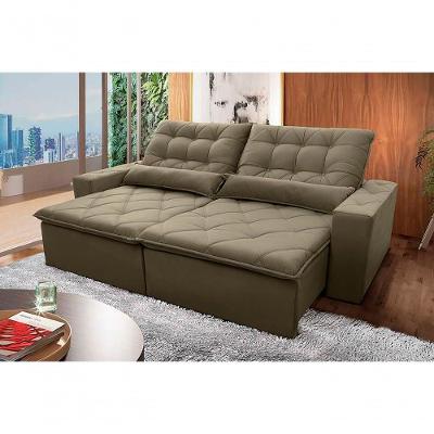 Sofá Retrátil Reclinável Islândia 2,30m Suede Velut Bege Molas No Assento - King House