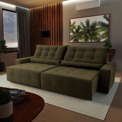 Sofá Retrátil Reclinável Montebello 3,00m Suede Velut Molas No Assento - King House