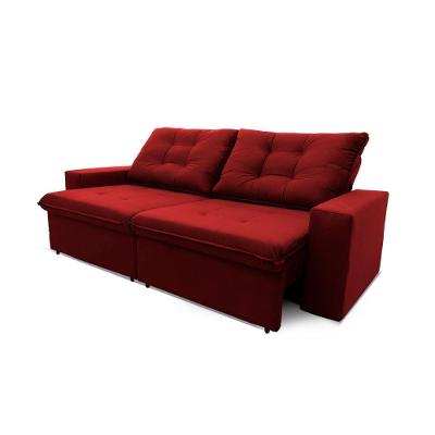 Sofá Retrátil Reclinável Malta 2,00m Suede Velut Vermelho Molas No Assento - King House