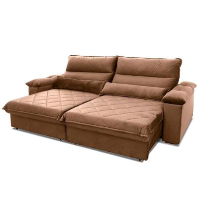 Sofá Retrátil Reclinável Grécia 2,30m Suede Velut Bege Molas No Assento - King House