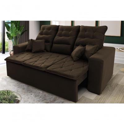 Sofá Retrátil Reclinável Europa 2,00m Suede Velut Marrom Molas Espirais - King House