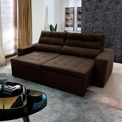Sofá Retrátil Reclinável Arizona 2,30m Suede Velut Marrom - King House