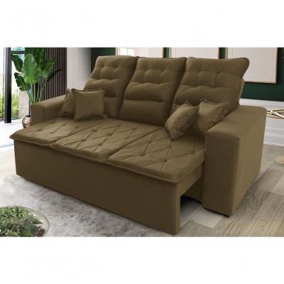 Sofá Retrátil Reclinável Europa 1,80m Suede Velut Bege Com Molas - King House