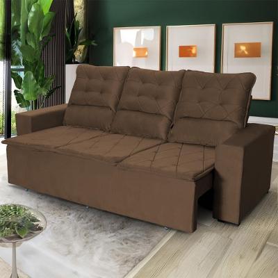 Sofá Retrátil Reclinável Europa 1,80m Suede Velut Marrom Com Molas - King House