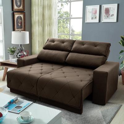 Sofá Retrátil Reclinável Belga 1,80m Suede Velut Marrom Molas No Assento