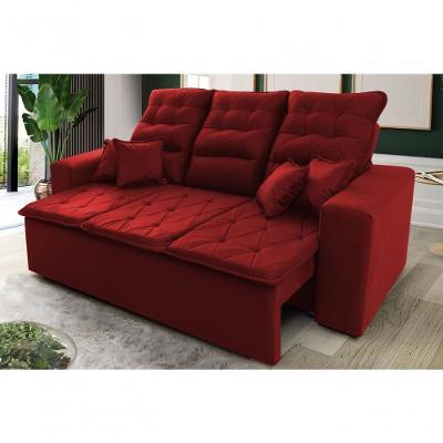 Sofá Retrátil Reclinável Europa 2,00m Suede Velut Cinza Com Molas - King House