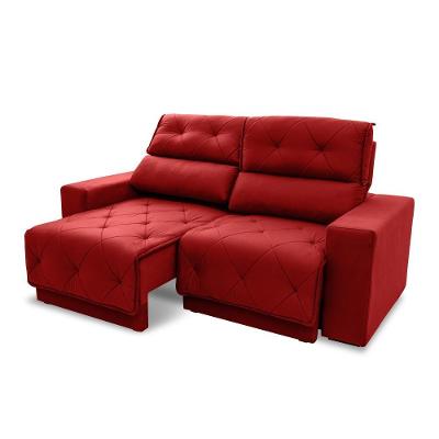 Sofá Retrátil Reclinável Belga 2,00m Suede Velut Vermelho Molas No Assento