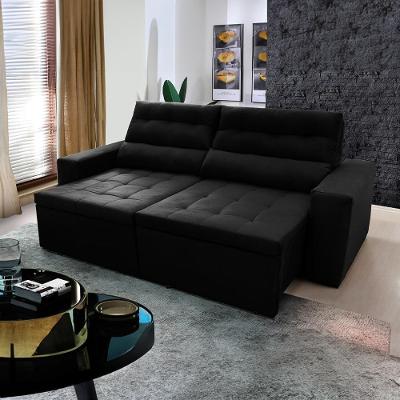 Sofá Retrátil Reclinável Arizona 2,30m Suede Velut Preto - King House