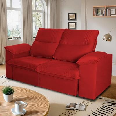 Sofá Retrátil Reclinável America 1,80m Suede Vermelho