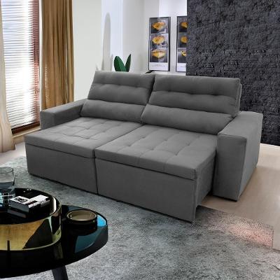 Sofá Retrátil Reclinável Arizona 2,30m Suede Velut Cinza - King House