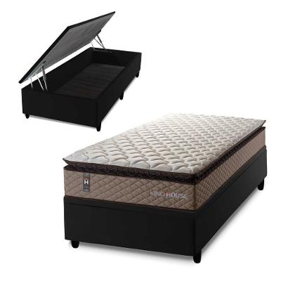 Cama Box Baú Atlanta Bege 88x188 Preto Espuma D45 King House