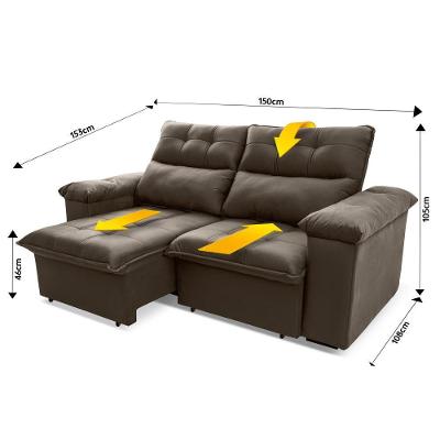 Sofá Retrátil Reclinável Verona 1,50m Suede Velut Marrom Claro Molas No Assento - King House