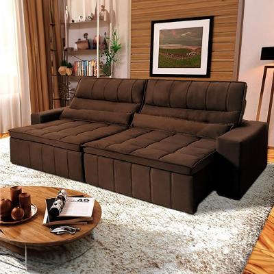 Sofá Retrátil Reclinável Supremo 2,30m Suede Velut Marrom Molas No Assento - King House