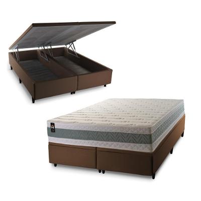 Cama Box Baú Oxford Espuma D33 193x203 Marrom King House