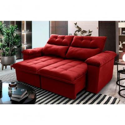 Sofá Retrátil Reclinável Verona 2,00m Suede Velut Vermelho Molas No Assento - King House