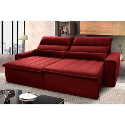 Sofá Retrátil Reclinável Patagônia 2,50m Suede Velut Vermelho Molas No Assento - King House