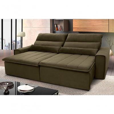 Sofá Retrátil Reclinável Patagônia 2,10m Suede Velut Bege Molas No Assento - King House