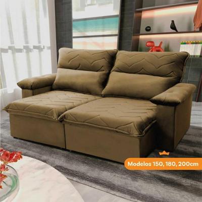 Sofá Retrátil Reclinável Paris 1,80m Suede Velut Bege Molas No Assento - King House