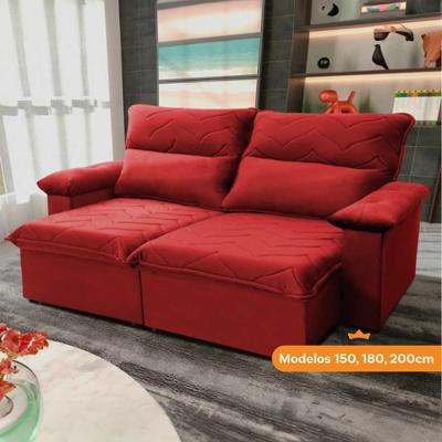 Sofá Retrátil Reclinável Paris 1,50m Suede Velut Vermelho Molas No Assento - King House