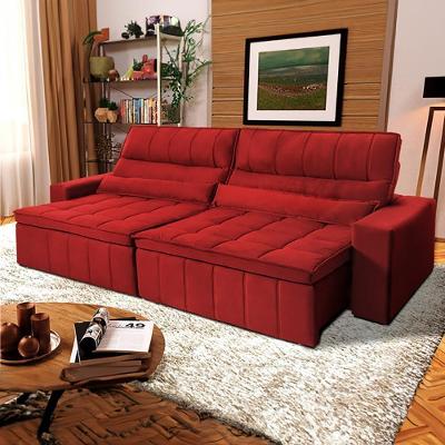 Sofá Retrátil Reclinável Supremo 2,70m Suede Velut Vermelho Molas No Assento - King House