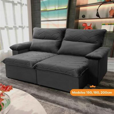 Sofá Retrátil Reclinável Paris 1,50m Suede Velut Cinza Molas No Assento - King House