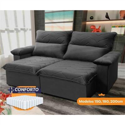 Sofá Retrátil Reclinável Paris 1,50m Suede Velut Cinza Molas Ensacadas - King House
