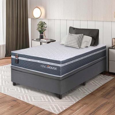 Cama Box Baú Cairo Molas Ensacadas 96x203 Cinza King House