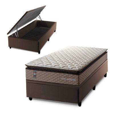 Cama Box Baú Atlanta 96x203 Marrom Espuma D45 King House