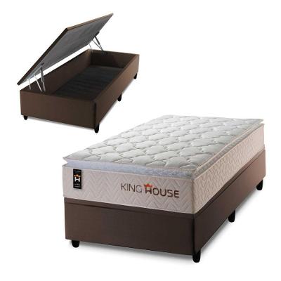 Cama Box Baú Roma 96x203 Bege com Molas Ensacadas King House