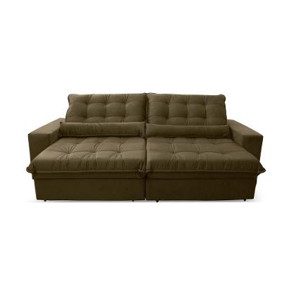 Sofá Retrátil Reclinável Zurique 2,30m Suede Velut Bege Molas No Assento - King House