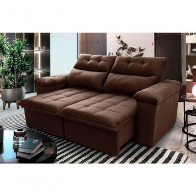 Sofá Retrátil Reclinável Verona 2,00m Suede Velut Marrom Molas No Assento - King House