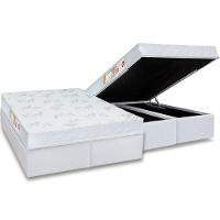 Cama Box Baú Queen: Colchão Espuma D33 Castor Sleep Max Relax + Base CRC Courano White(158x198) - 1