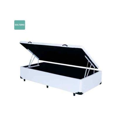 Cama Box Baú Solteiro Sintético Branca 38x88x188