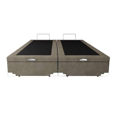 Cama Box Baú Casal Em Sued Bege Bipartido - 138x188