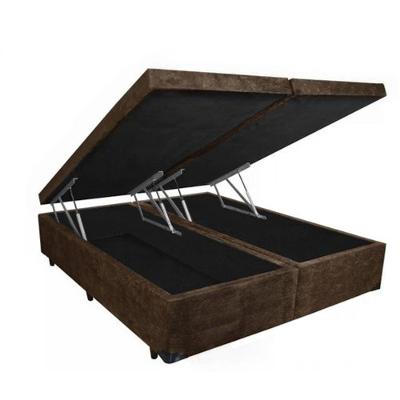 Cama Box Baú Casal Bipartida Suede Marrom 138x188