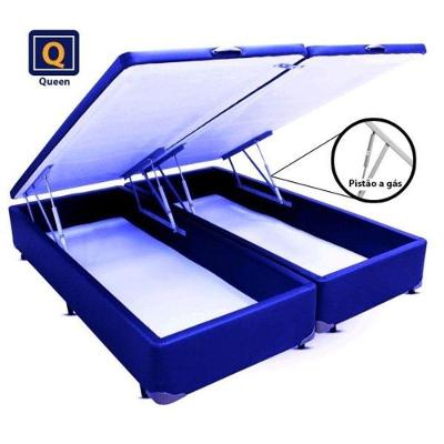 Cama Box Baú Queen Bipartido Suede Azul 42x158x198