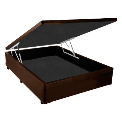 Cama Box Baú Casal Marrom Sintético 138x188x42