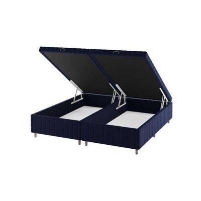Cama Box Baú Queen Bipartido Azul 42x158x198