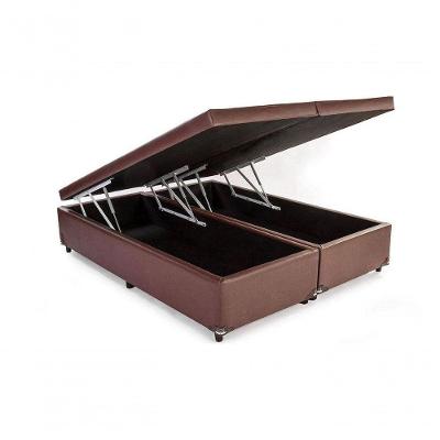 Cama Box Baú Queen Bipartido Sintético Marrom 158x198x42