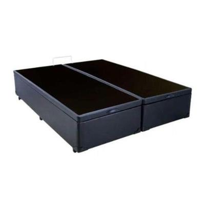 Cama Box Baú Casal Em Sintetico Preto Bipartido Com Pistão A Gás - 138x188